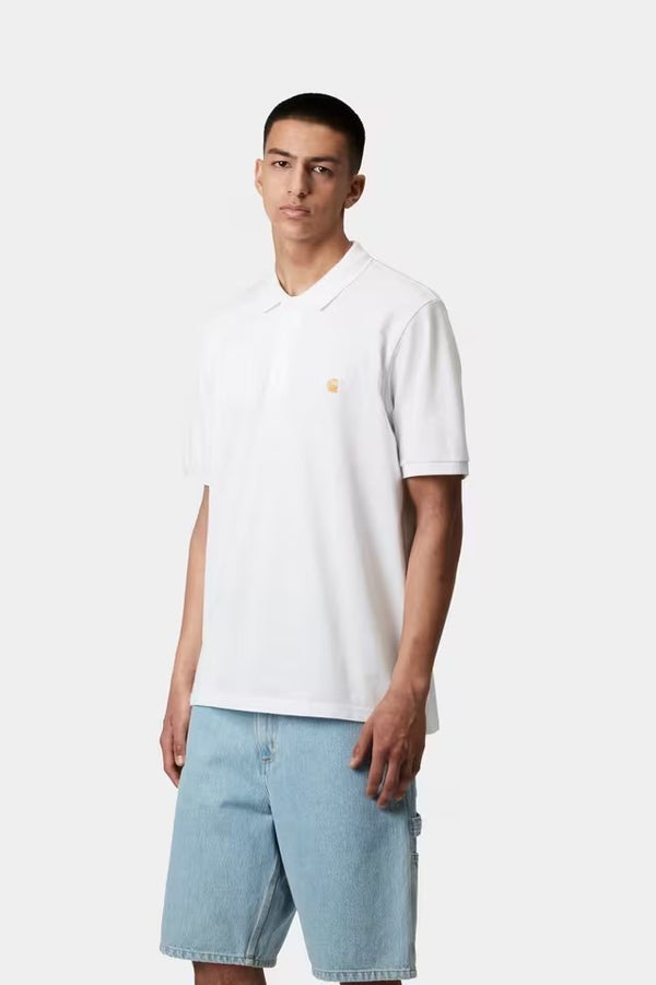 S / S Chase Pique Polo Cotton White / Gold