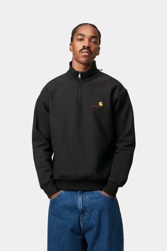 Half Zip American Script Sweat Black