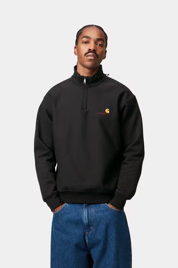 Half Zip American Script Sweat Black