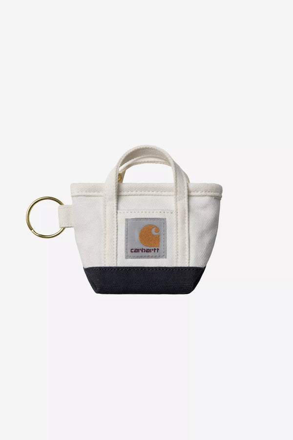 Mini Tote Bag Keychain Natural / Blue