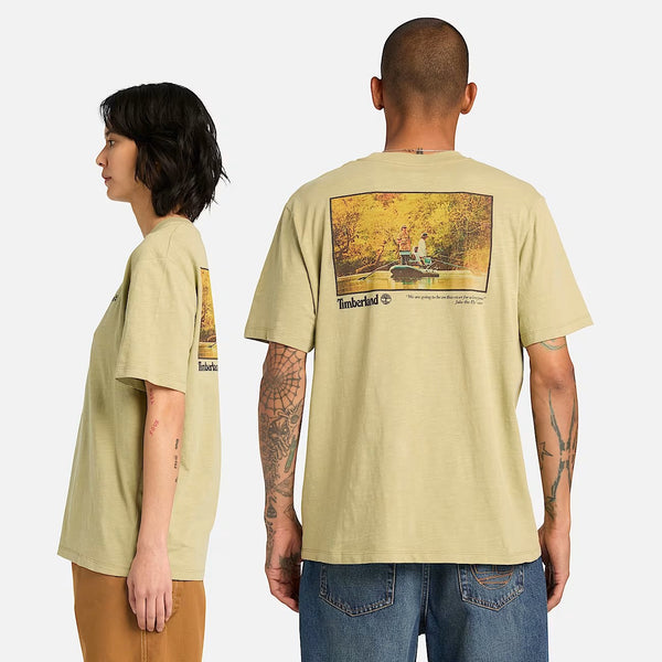 Fishing Photo Back garphic Tee Sage