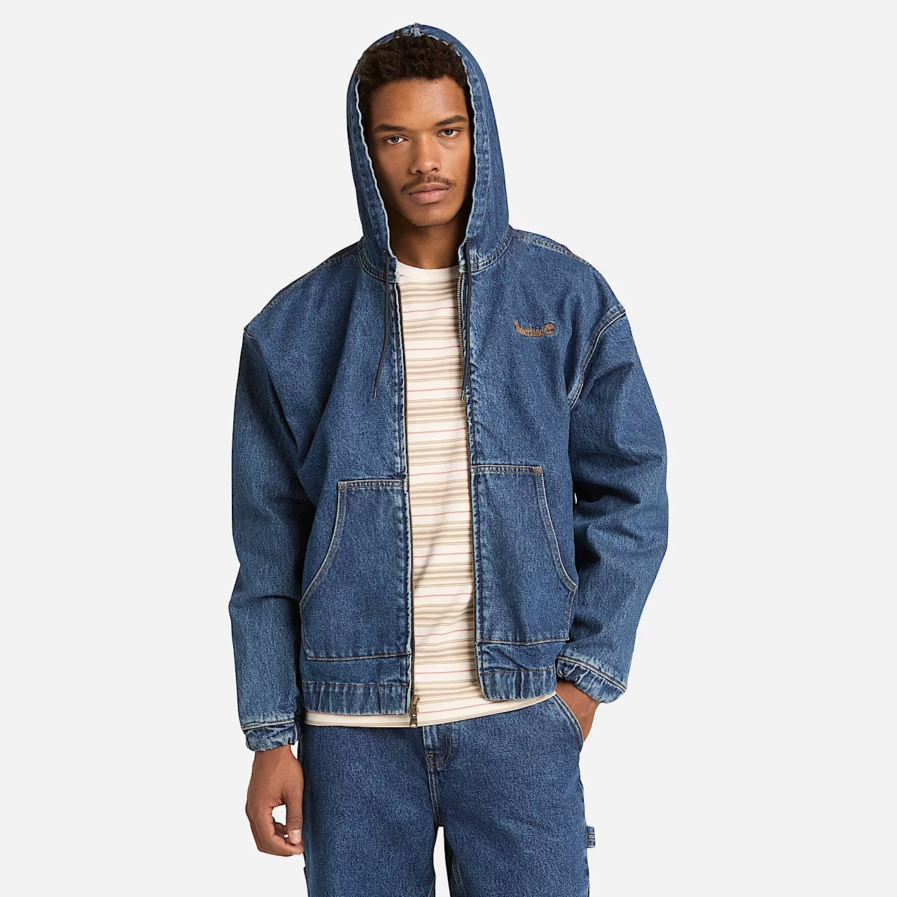 Denim Full Zip Hooded Bomber '96 Blue
